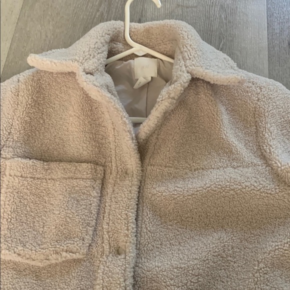 H&M Cozy‎ Cream Sherpa Jacket snap buttons size XS shacket winter baggy - Picture 11 of 11